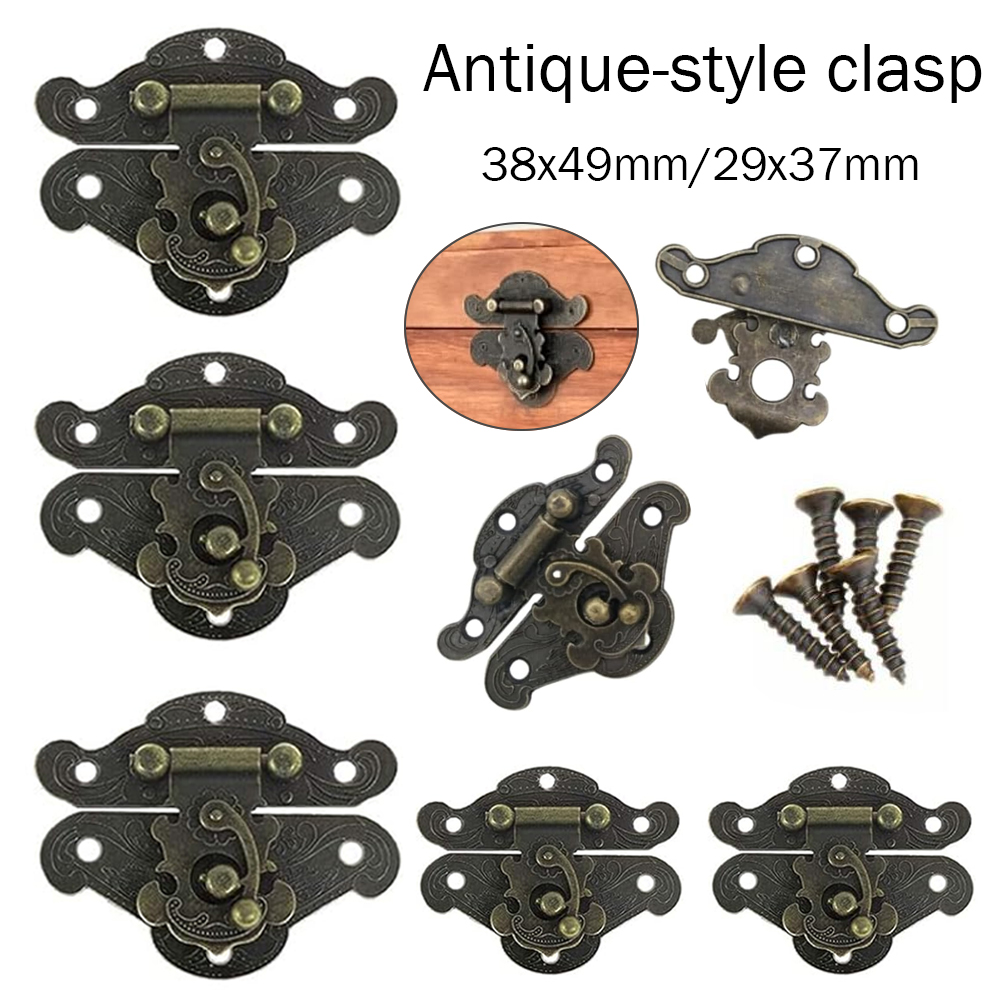 Furniture Hardware Manufacturer - 5-20個のヴィンテージメタルハスプラッチクラスプ、ネジ付き、装飾的な木箱家具レザーバッグロック用のアンティークハードウェア